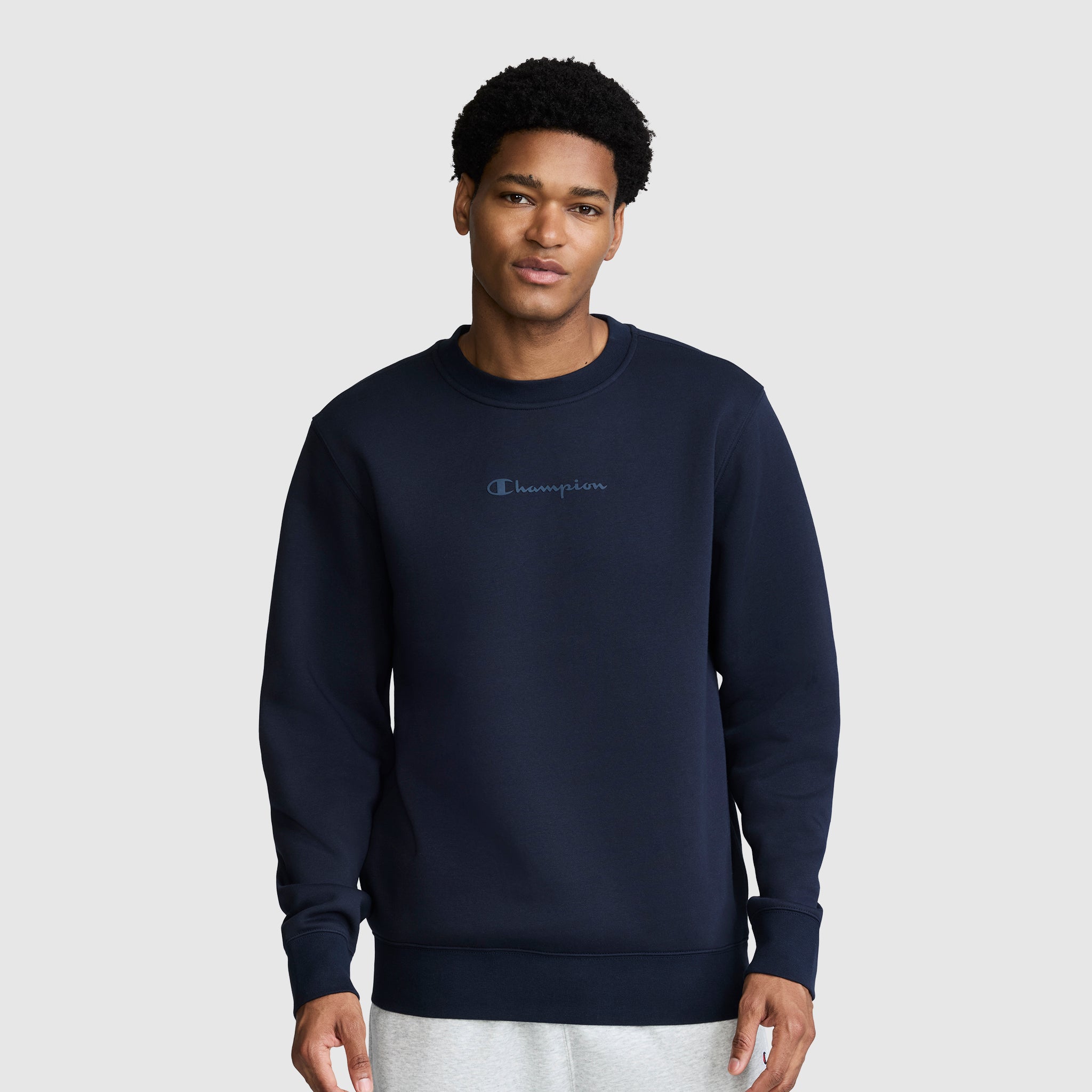 Powerblend Crewneck Sweatshirt. Tonal Script Logo