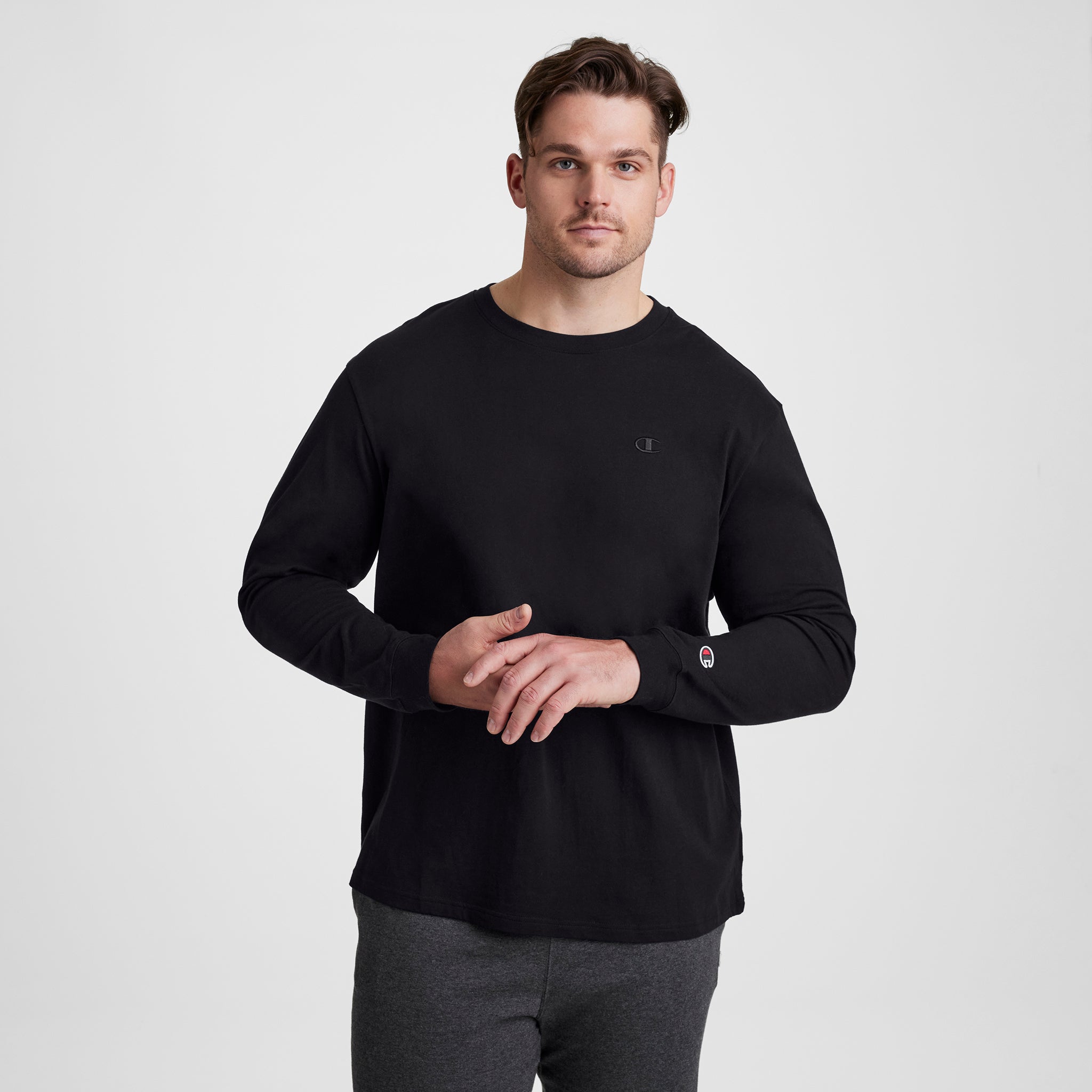 Classic Long Sleeve T-Shirt. Embroidered C Logo - Big & Tall