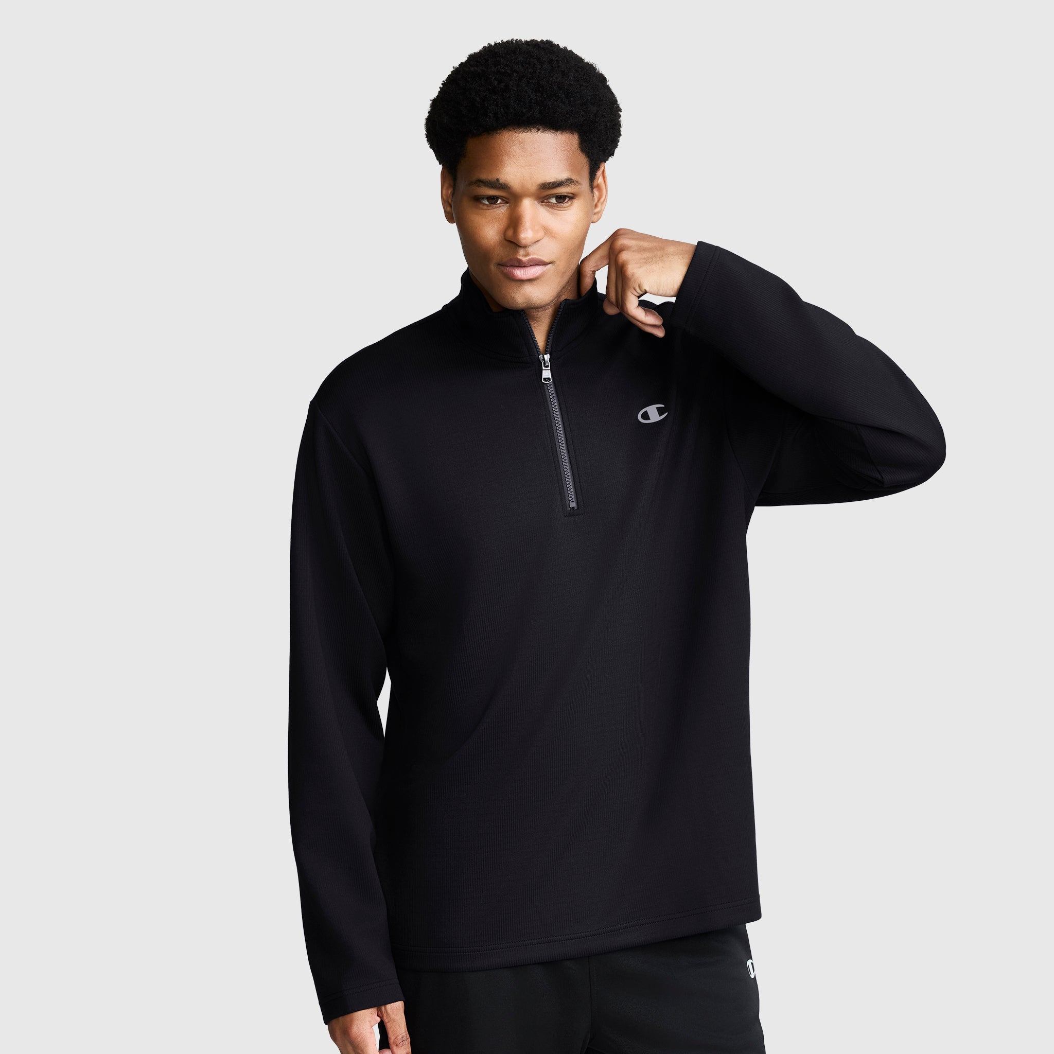 Sport Long Sleeve 1/4 Zip Mockneck. C Logo