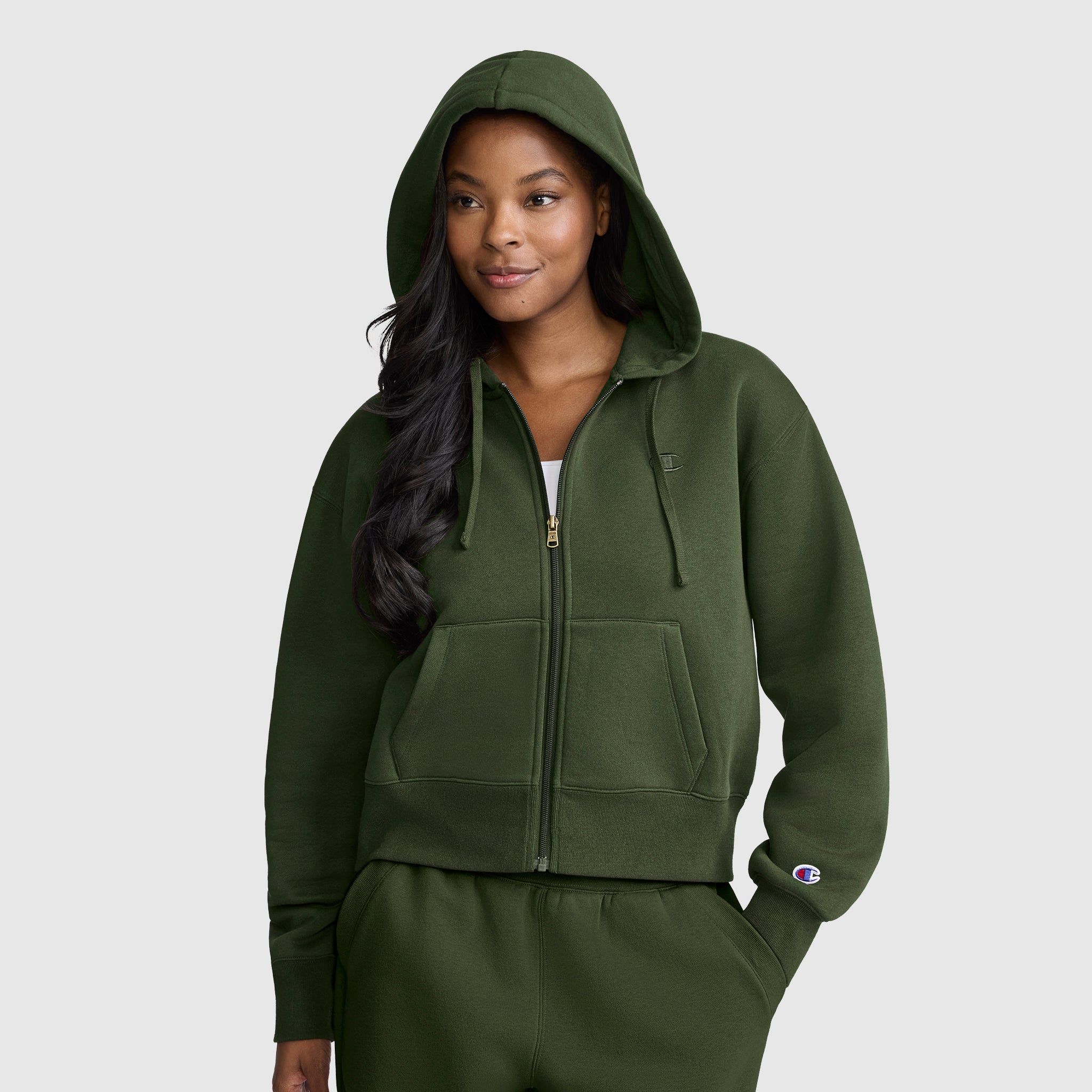 Cropped Zip-Up Hoodie - Image 2